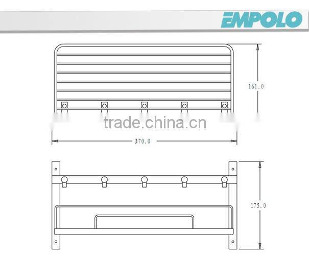 Empolo Hanging brass bathroom baskets and shower shelving with robe hook 610