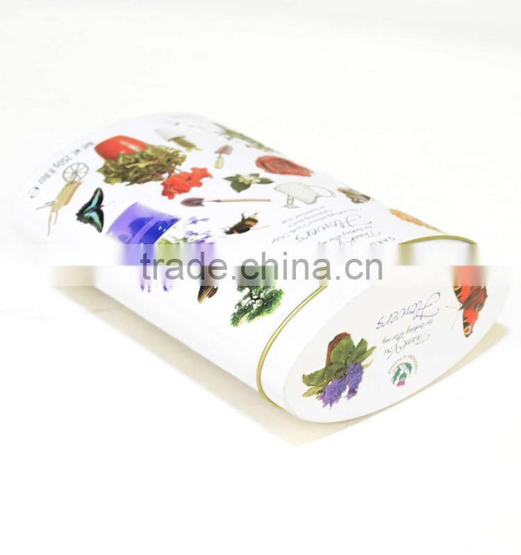 Oval game tin box for kids' playing tools storage