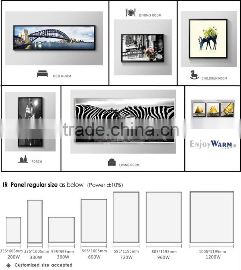 CTUV GS SAA Rohs CE IP54 Manufacturer 2016 new image surface 360w 600w 720w 960w 1200w infrared carbon fiber heating panels