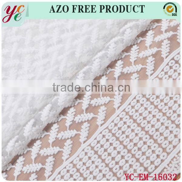 White elegant decorative pattern net embroidery fabric design for women