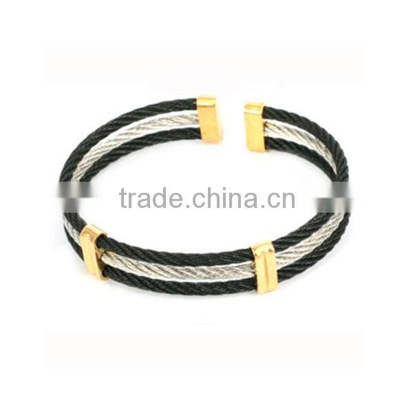 High quality stainless steel cuff bracelet blank cable cuff bracelet twisted cable cuff bracelet with gold cross charms LB8392