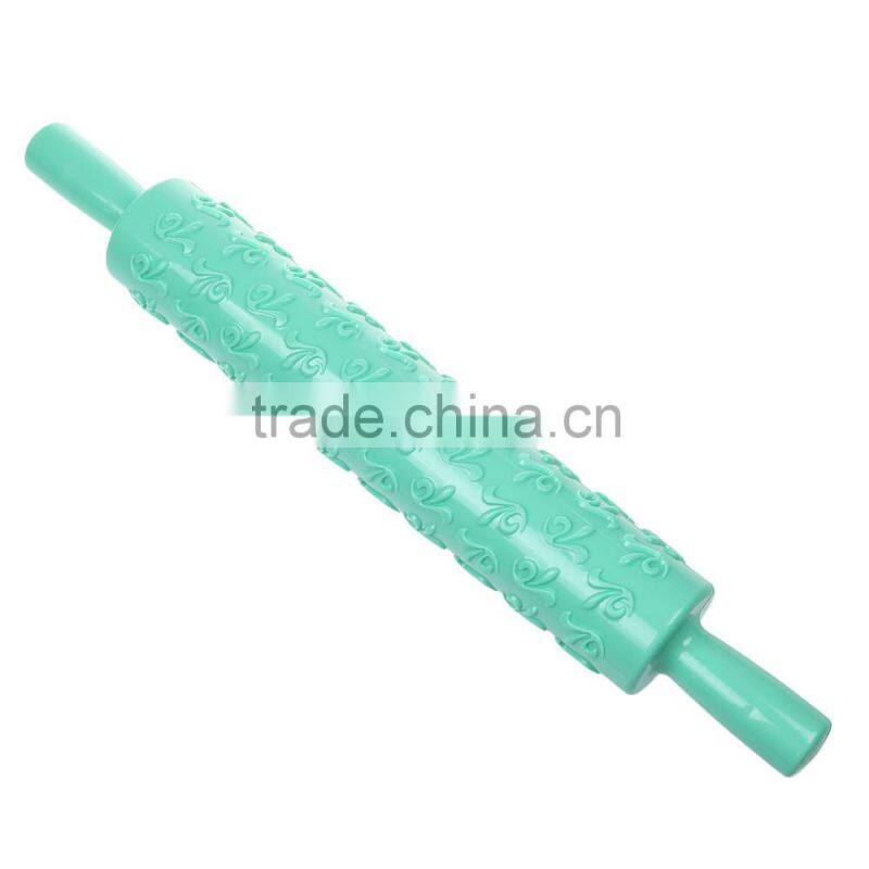 Reposteria Kitchen Embossed Plastic Rolling Pin textured Fondant decorating Dough Roller baking tools