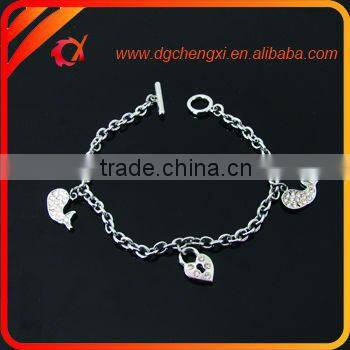 Link Bracelet with Fashion Moon & Heart Shaped Charms