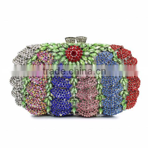Newest colorful pumpkin design hard case crystal clutch purse woman handbag (8792A-C2)