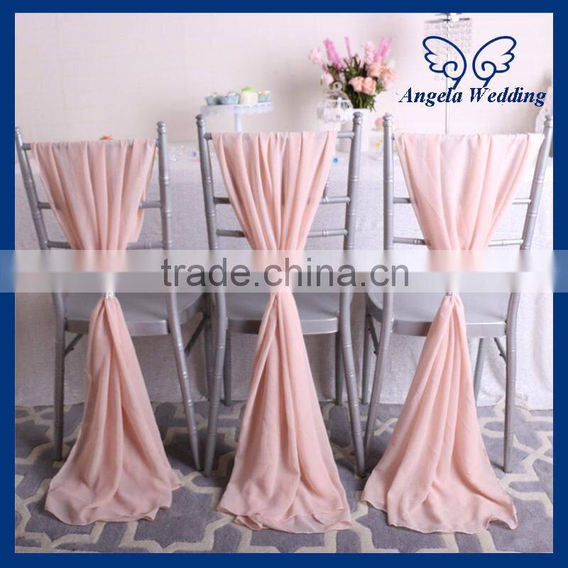 SH004F cheap many colors available custom made wedding turquoise chiffon chair sash with buckle