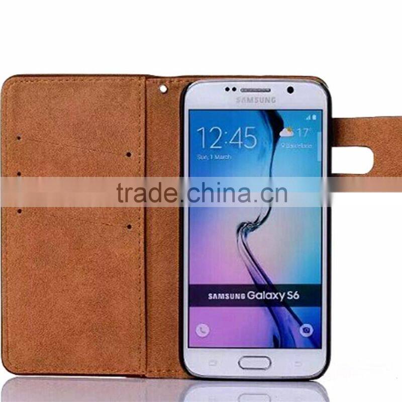 Belt clip custom design genuine leather mobile phone case cover for samsung s6