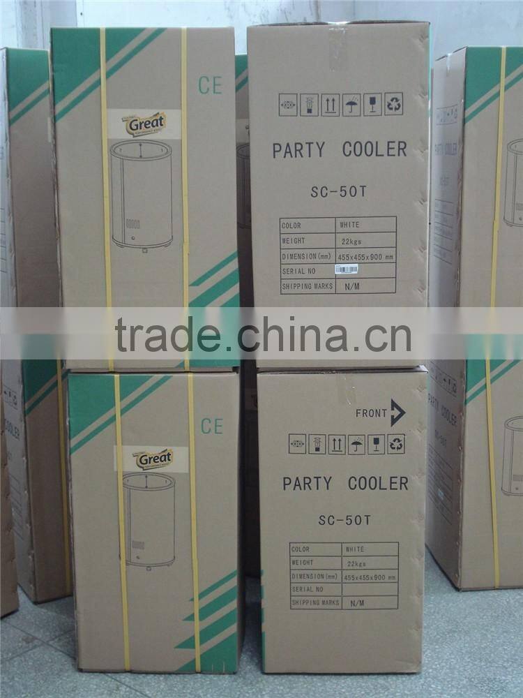 40/65/77/85 Litre Outdoor Promotional Top Open Glass Door Commercial Round Can Shape Cooler Fridge with wheels