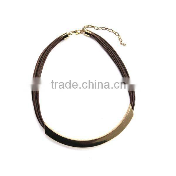 2014 Fashion brass tube necklace in matt gold