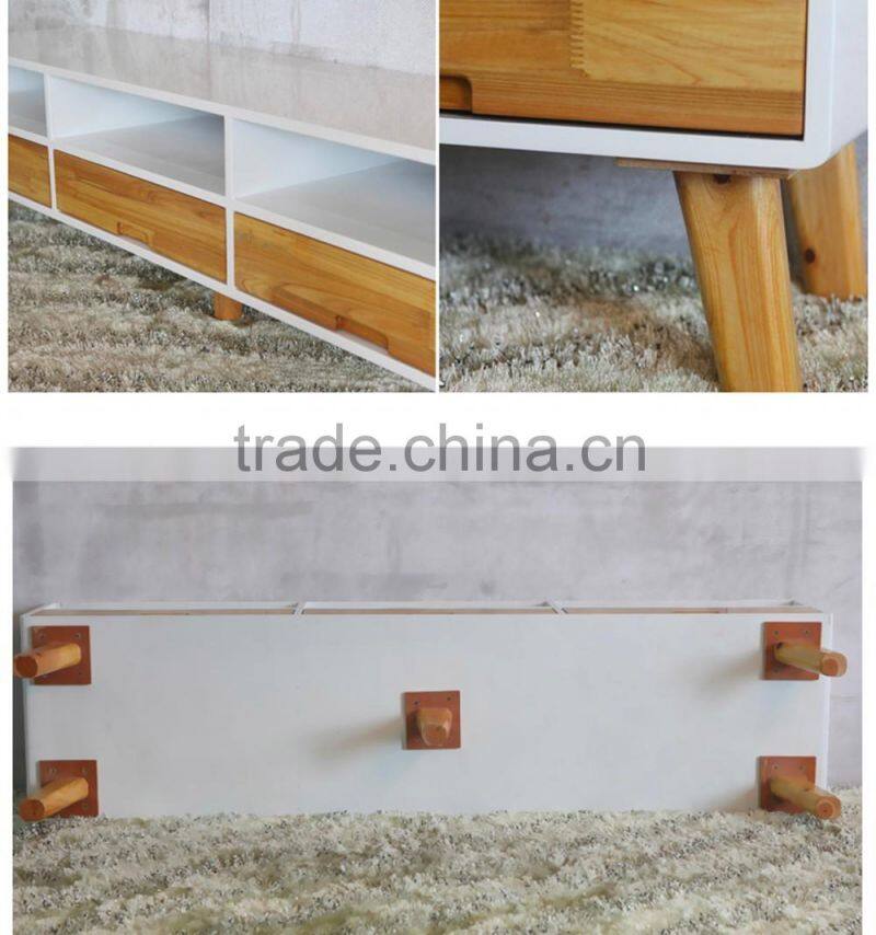 Elegant solid oak wood legs TV stand