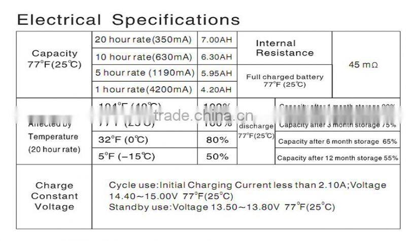 7ah lead acid battery for security alarm system12v maintenance free battery