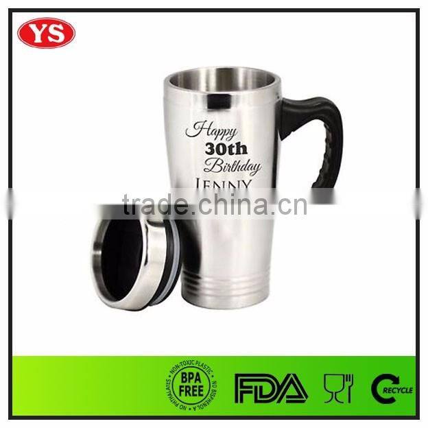 16oz insulated custom stainless steel coffee mugs with handle