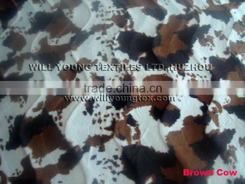 100% Polyester printed velboa fabric with animal design