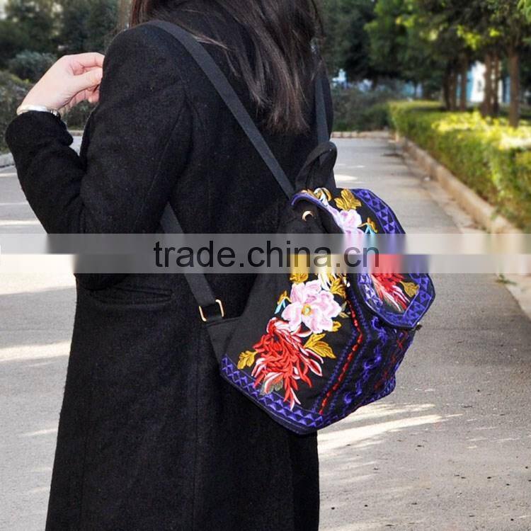 Hot Sale Customized Vintage Canvas Backpack For Women, Vintage soft Backpack Canvas embroidery