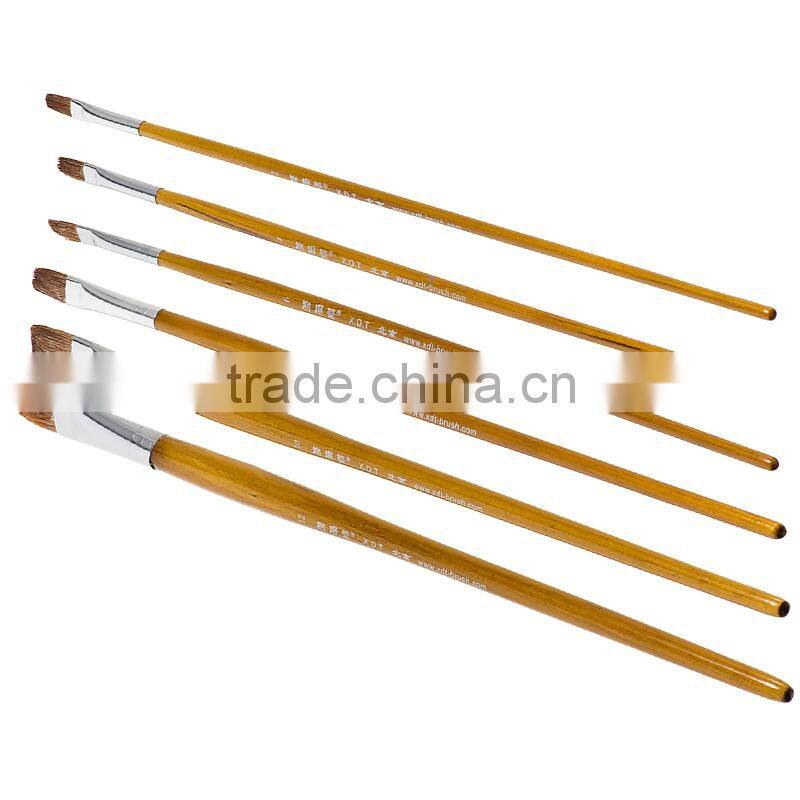Hot sale 6pcs filbert wooden handle horse hair bristle professional artist oil painting brush set for artist oil painting