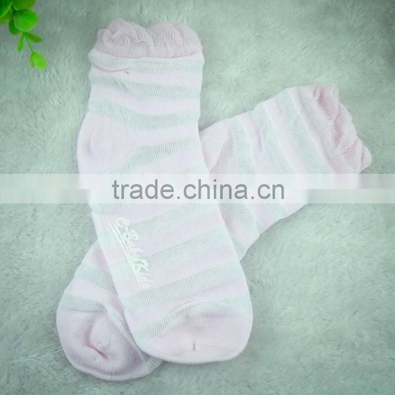factory wholesale custom girl stripe pink color tight ankle socks cotton with logo new product