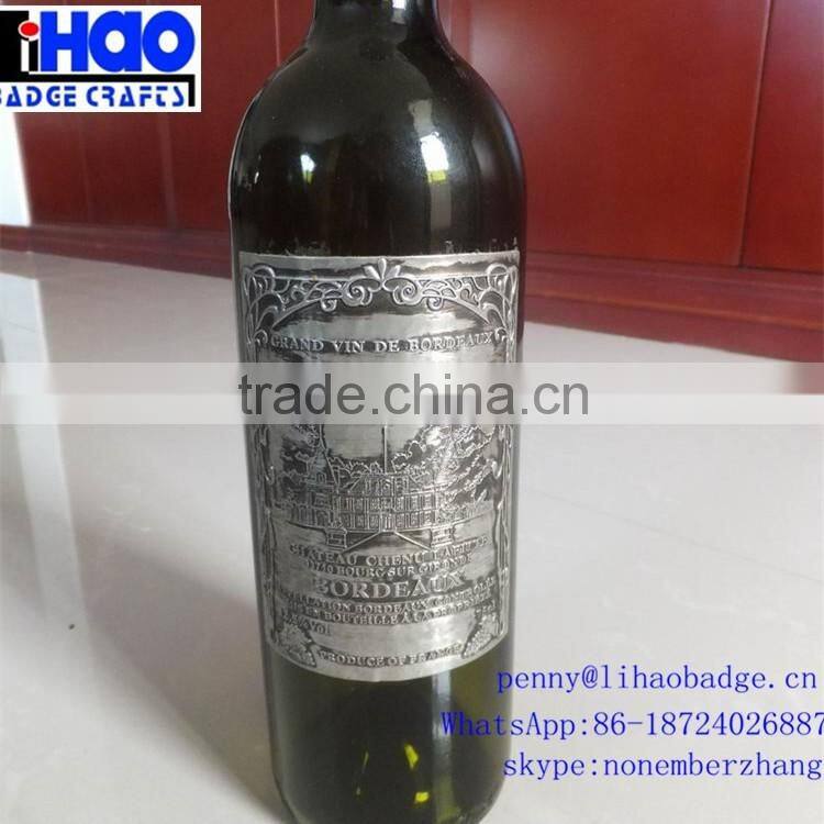 Fashion full color printing wine bottle metal label for whiskey