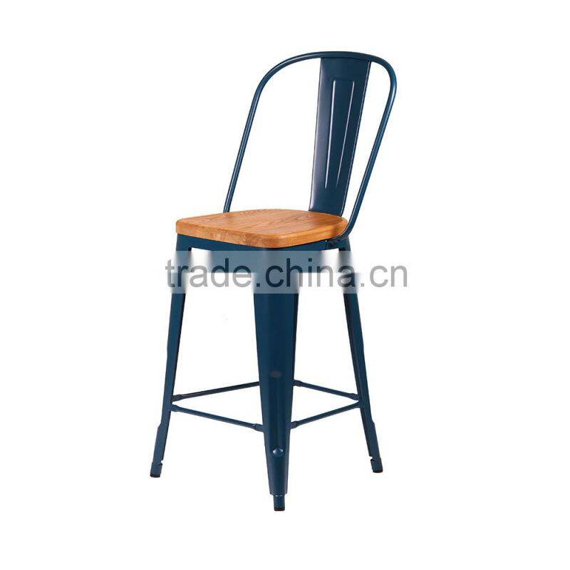 2016 China cheap metal modern bar chair high chair price with wooden seat