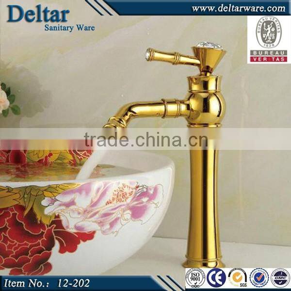 golden water mixer for bathroom, white marble Waterfall Bathroom Basin Mixer/faucet