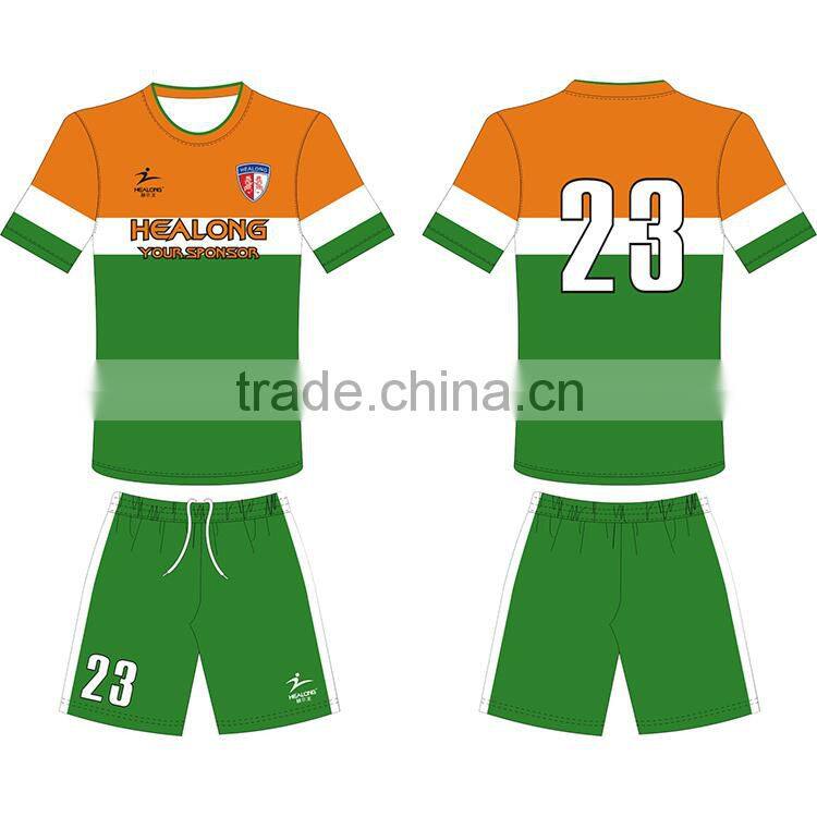 Healong OEM Superior Famous All Over Sublimation Soccer Uniform Kit,Team Soccer Jersey Kit Uniform Set