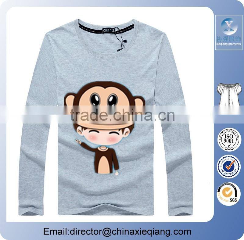 custom men t-shirt print/t-shirt embossing print/cheap long sleeve t shirt printing