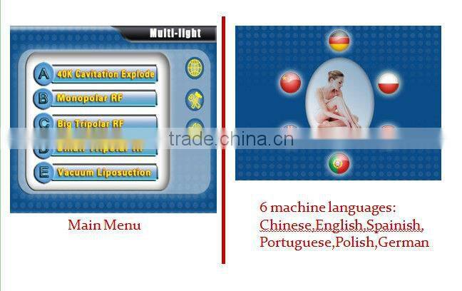 2016 Hot 5 treatment handles cavitation radio frequency ultrasonic facial beauty equipment for salon use