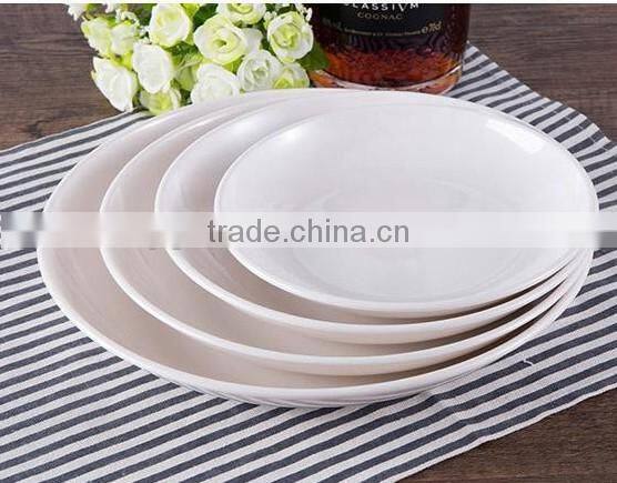 blank Round melamine plate white dinner plate flat plate for hotel