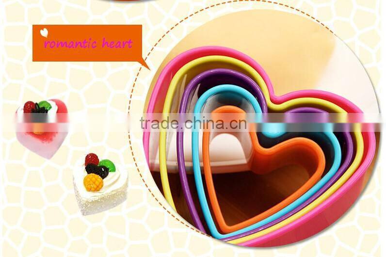 0600043 Hot sale 5pcs heart shape plastic cake mould set
