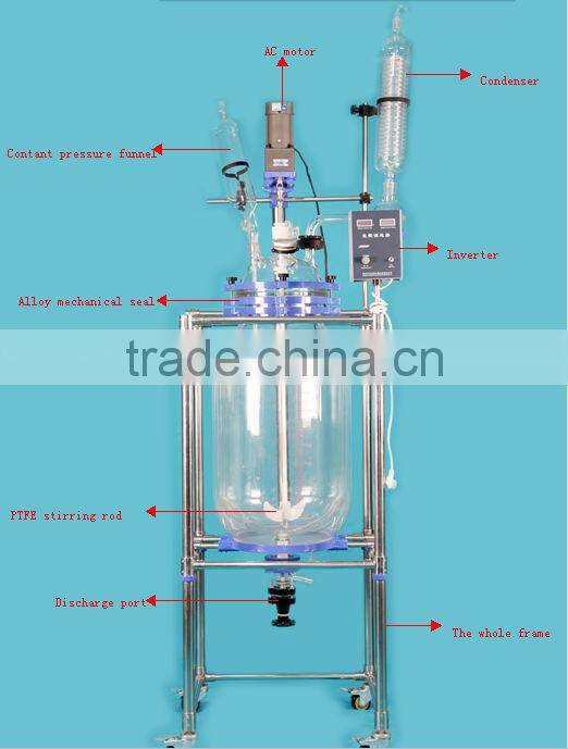 S-50L explosion-proof laboratory cylindrical double layer chemical glass reactor price