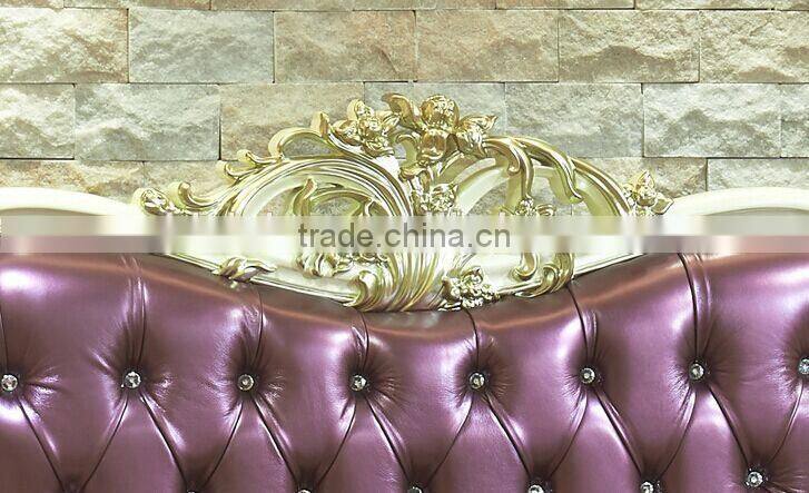 European Style King Size Bed, Elegant Purple Wood Carving Bed, Royal Bedroom Furniture Set (BF01-ML027)