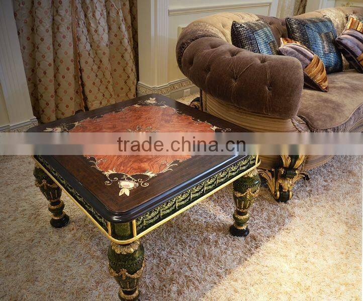 Elegant French New Classic Fabric Upholstered Sectional Sofa / Luxury Palace Hand Carved Wooden Living Room Furniture Sofa Set