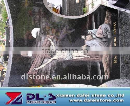 Carved granite headstone