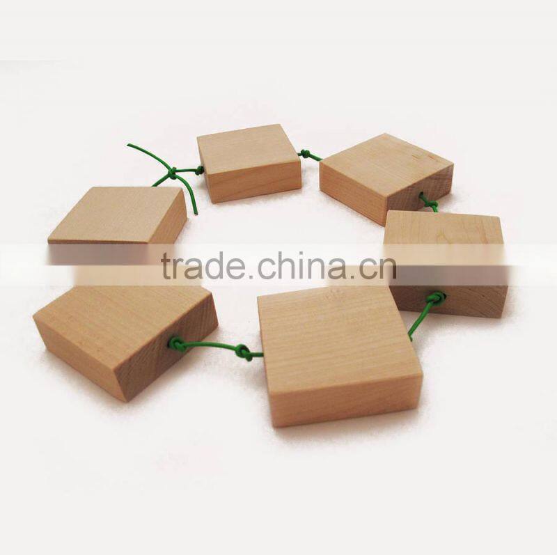 Solid Wood Original Bare Stepping Blocks Trivet Oak Placemat Bunch with Rope