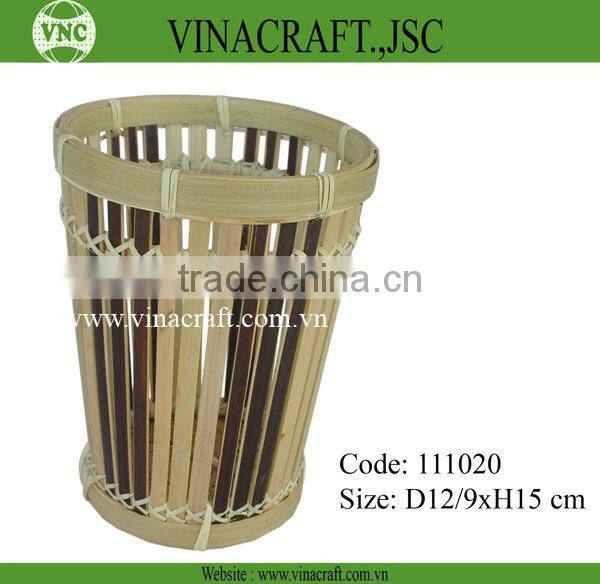 Natural 2 tie bamboo weave basket