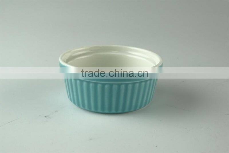 Pure white ceramic porcelain type bakeware type ramekin,ice cream serving bowl