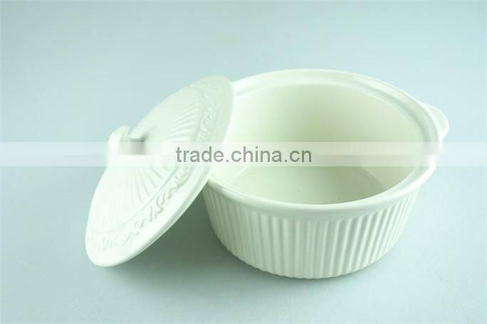 white round porcelain tureen, stock cheap ceamice tureen with lid,double ears tureens