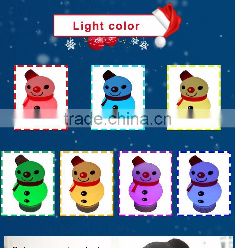 Christmas gift mini portable snowman shape bluetooth speaker with LED light