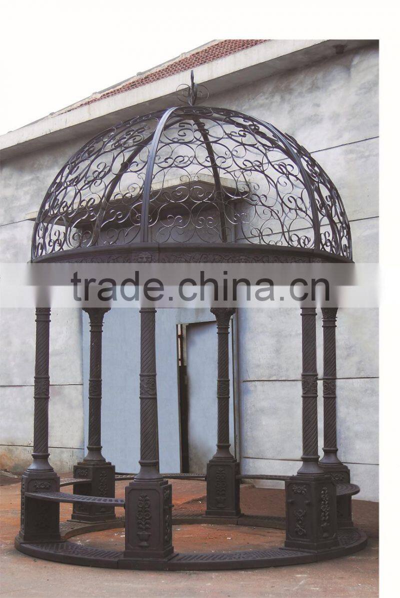 China factory direct selling greenhouse garden 6 columns cast iron gazebo