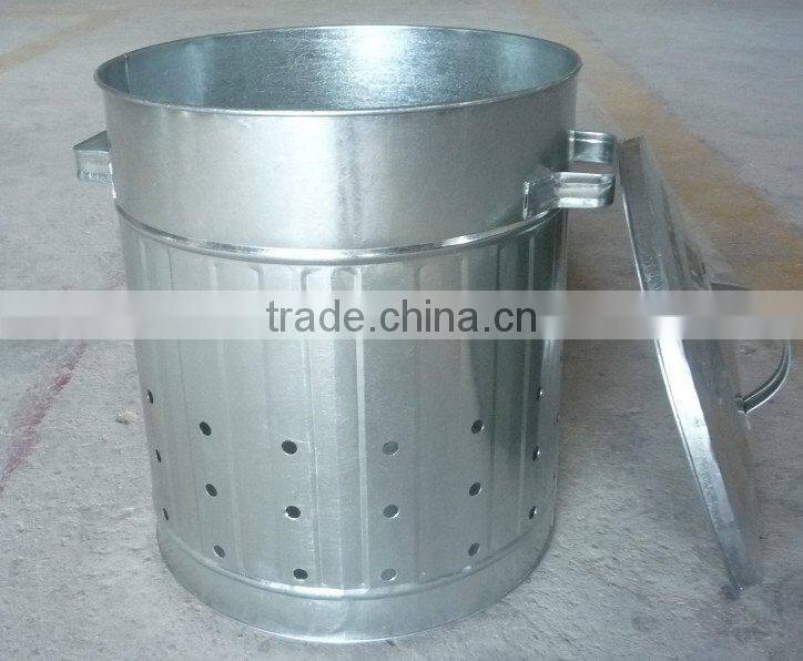 Large Metal mobile garbage bin in metal color