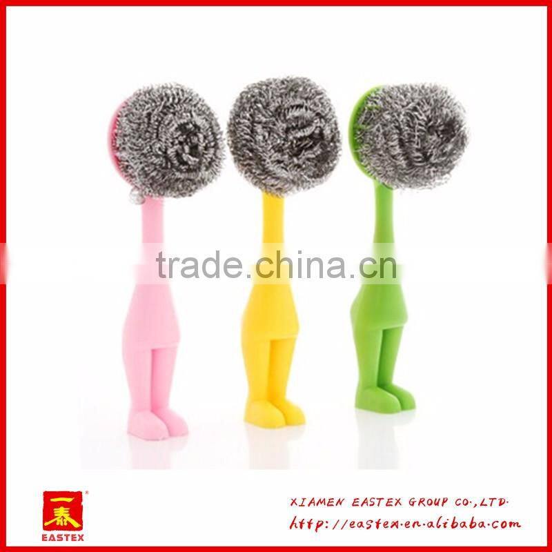 Cute man shaped plastic PP and steel wire made Kitchen pan cleaning brush