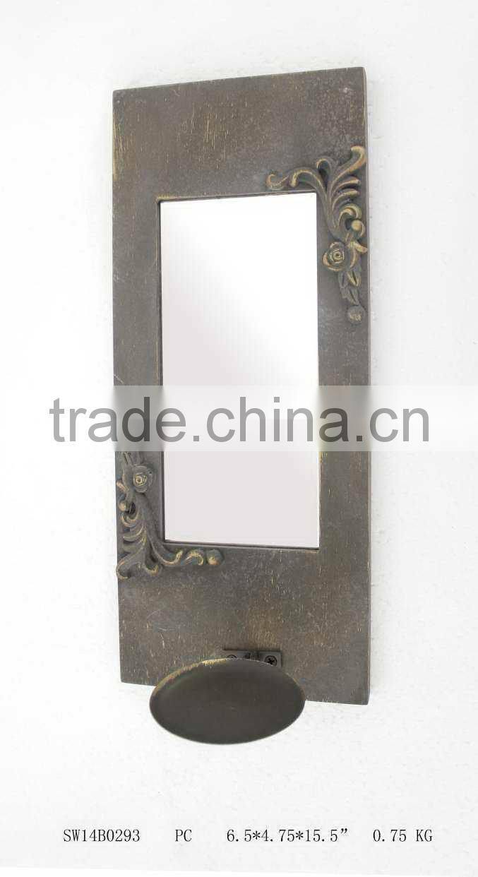 wooden candle holder with metal base