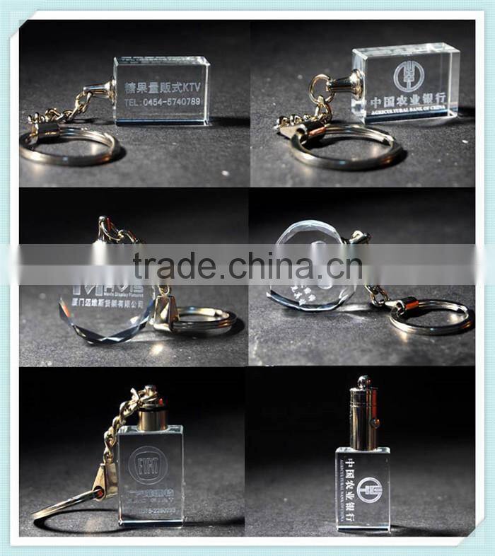Quick response on inquiry Fancy lighted custom 3d laser rose flower crystal glass key keychains personalized