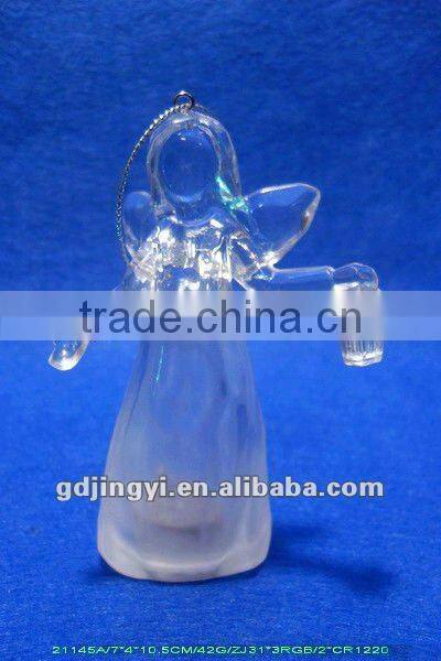 clear Acrylic angel figurines with led RBG 7 colors light Xmas ornament