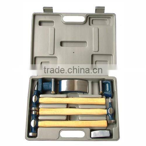 Auto Repair Hammer Set Body Repair Set 7 Pcs Set 3 Hammers & 4 Hand Anvils With Wooden Handle