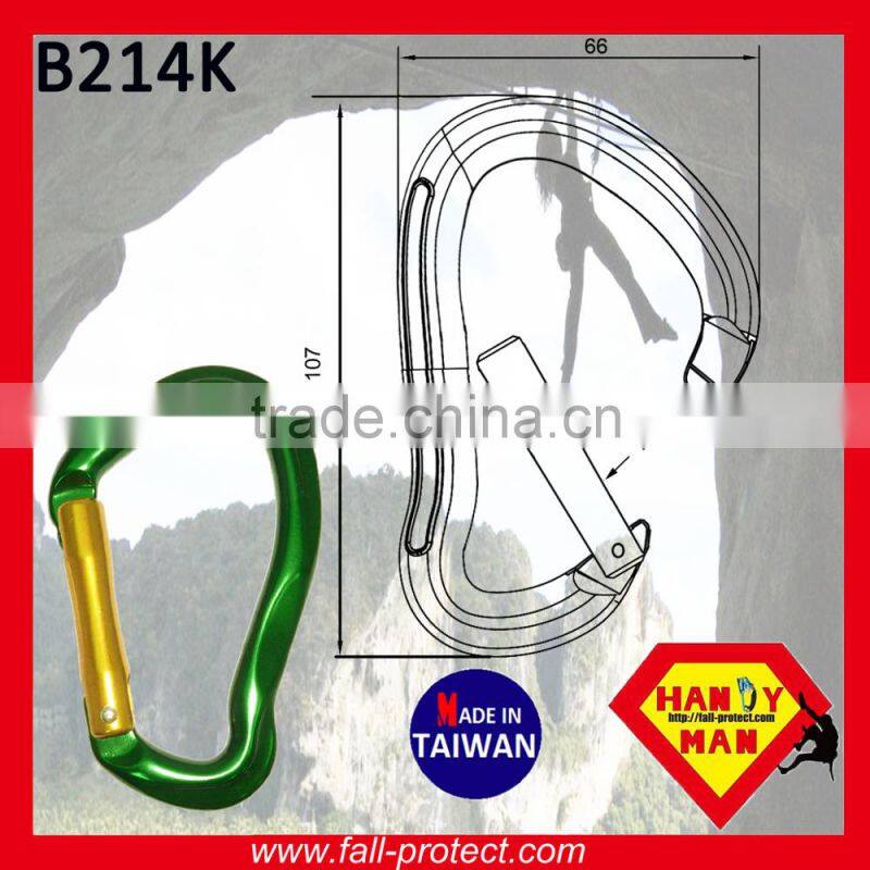Aluminum Material Rescue Rock Climbing 23KN Carabiner With B Type