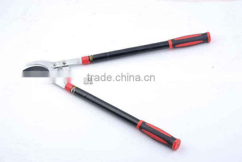 ratchet bypass lopper with telescopic round steel handle