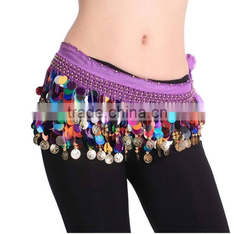 Dancing Coin Chain Sequin Belly Dance Hip Belt Skirt Scarf Wrap Waistband