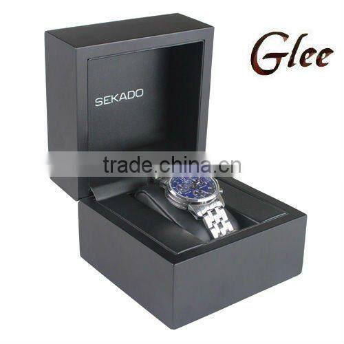 Screen logo black paint wooden watch box