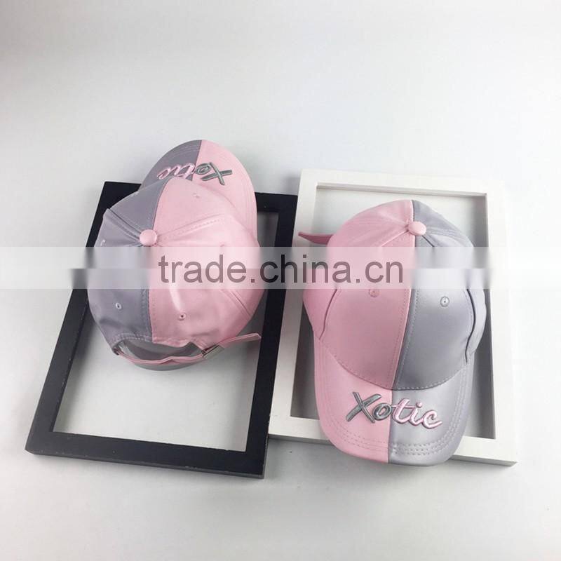 2017 New Style Assorted Colors PU leather Fabric Baseball Cap