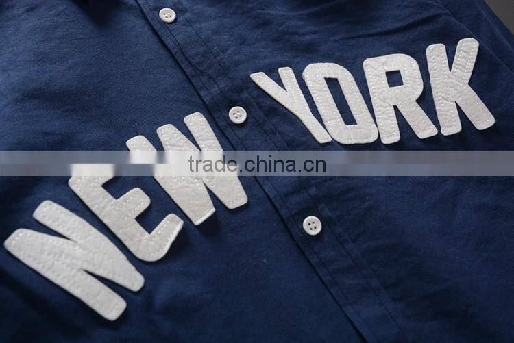 100% cotton applique men's shirt ,long sleeve shirt,Emboridery patch cut shirt