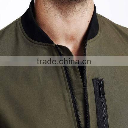 Polycotton mens jacket with sleeve zipper fashion varsity jacket plain baseball jacket